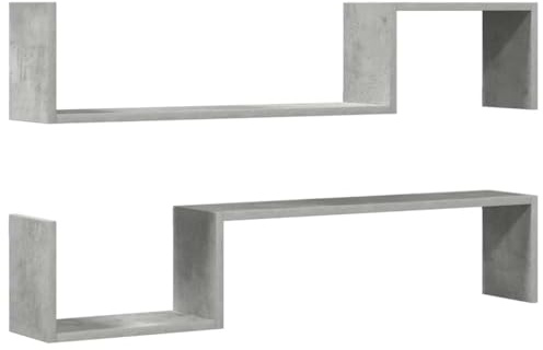vidaXL Étagères Murales 2 pcs, Supports Suspendus, Tablettes Flottantes, Meubles de Salon Salle de Séjour Maison, Gris Béton Bois d'Ingénierie