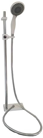 DocciaSì® - Saliscendi Doccia in Acciaio Inox con Soffione Anticalcare e Doccino Regolabile, Asta a Muro con Flessibile e Supporto Scorrevole, Set Doccia Completo Senza Miscelatore