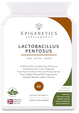 Lactobacillus Pentosus | 5 Billion CFU Probiotic + Chicory Root Prebiotic (Inulin) | 60 Vegan Delayed Release Capsules UK Made | 2 Month Supply