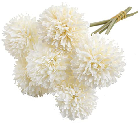 YIXINCHENQI 6Pcs Artificial Flowers, Fake Flowers Plastic Artificial Hydrangea Realistic Flower Arrangements Wedding Decoration Table Centerpieces(White)