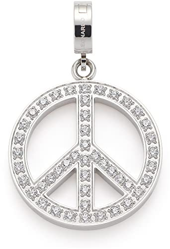 JEWELS BY LEONARDO Anhänger Clip & Mix Pace • Ketten-Anhänger aus silberfarbenem Edelstahl • Peace-Symbol besetzt mit Zirkonia-Steinen • Clip M (4,8 mm Ø) • Schmuck Geschenk für Frauen • 022880