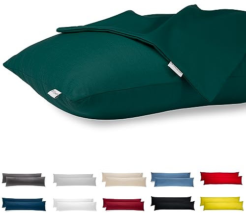 Seitenschläferkissen Bezug 40 x 145 Baumwolle Premium Satin 2er Set Kissenbezug Deko für Kissen Bett/Sofa Stoff Weicher Resistent Hypoallergen Anti-Milben Kopfkissenbezug Verdecktem Zip Voll Waschbar