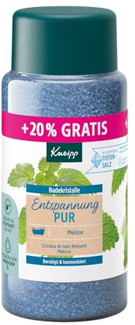 Kneipp Cristalli da bagno relax Pur dimensioni speciali con sale naturale profondo della Saline Luisenhall e olio essenziale di melissa indiana ed estratto di melissa, edizione limitata, 720 g