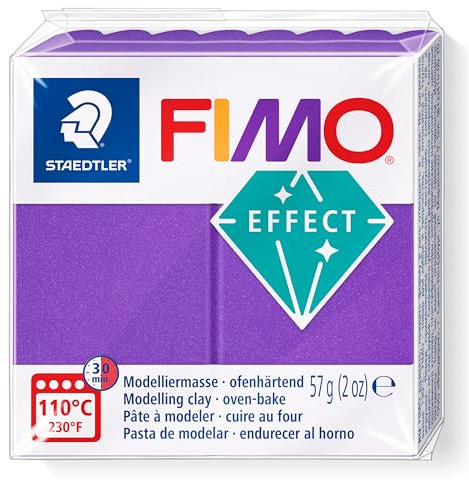 STAEDTLER Fimo Effect 8010-61 - Pasta modellabile polimerica indurente al forno, colore: lilla metallizzato (1 blocco da 57 g)