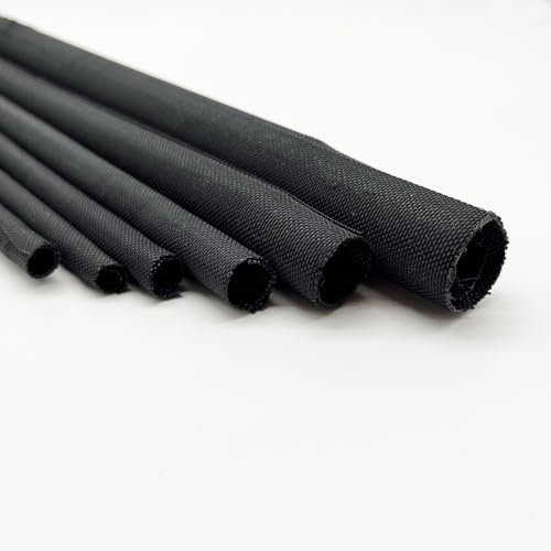 Braided Split Wire Loom Cable Management Cord Cover Harness Protective Tubing Auto Wiring Wrap Sleeve Black Mesh Woven 3/8-24ft