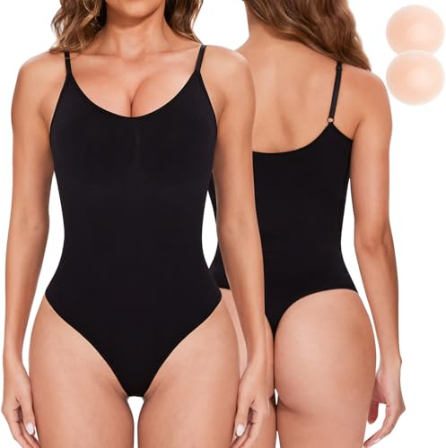 Kiiwah Body Sculptant Femme avec Soutien-Gorge Bodysuits Gaine Amincissante Body Gainant String Shapewear InvisibleTummy Control Body Shaper avec Bretelles Ajustable
