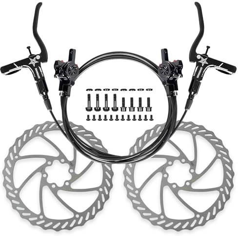 GOYERRNES Hydraulic Brake Set Dual Piston,Bicycle Hydraulic Brakes with 160 mm Brake Discs 21mm Pistons,Hydraulic Brakes Suit for E-Bike