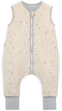 Ehrenkind® Musselin Schlafsack mit Füßen 2.5 TOG 100% Bio-Baumwolle Natur mit Tropfen | 80 cm | Oeko Tex zertifiziert