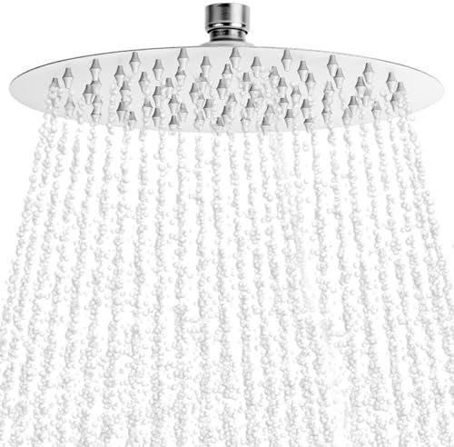 QWORK® Soffione per doccia Ø 20 cm, soffione doccia regolabile 360°, doccia soffione rotondo