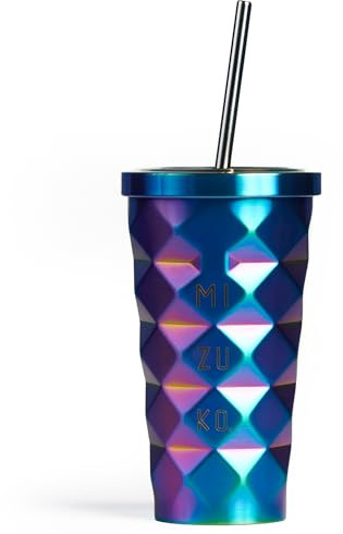 SIESTA Taza Térmica Café para llevar, termo aislante para café con pajita, taza de viaje de acero inoxidable a prueba de fugas para bebidas calientes y té (450ml) (Morada)