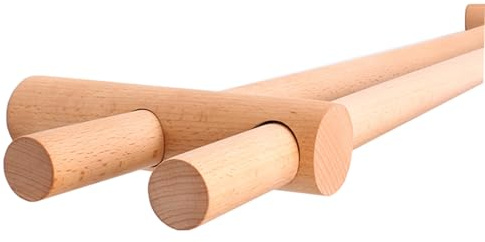 Tringle à rideaux en bois de 260 cm, double tringle de style romain, couleur bouleau, installation facile, disponible en options simples et doubles, parfaites pour la décoration de la maison.