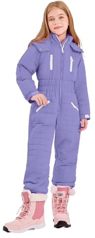 Générique Combinación De Esquí Infantil Niña Una Pieza Body Con Capucha Traje De Esquí Invierno Adolescente Conjuntos De Esquí Infantil Niño Plumas Impermeables Chaqueta De Plumón Invierno Para 5-16
