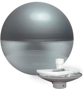 EXTRUMOL - Kit di Illuminazione da Esterno – Globo Lampione da Esterno in Metacrilato Grigio Ø55 cm (Bocca 17 cm) e Base in Alluminio E27 Grigia – Ideale per Giardini, Parchi, Viali e Spazi Pubblici