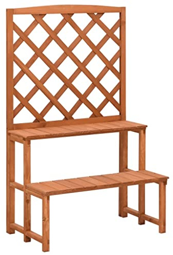 Mokuyary Escalera para flores con enrejado, 70 x 42 x 115 cm, madera maciza, abeto para plantas, estantería interior y exterior, escalera decorativa para flores, para terraza, balcón, salón