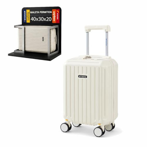 WYDEAZ Maleta Cabina 40x30x20 cm Compatible Ryanair, Vueling y EasyJet con Puerto USB y Tipo C, Equipaje de Mano Rígido con Ruedas 360° Desmontables