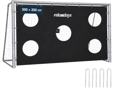 Relaxdays football goal with goal wall, 200 x 300 x 120 cm, grey