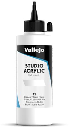 Vallejo ACRYLIC STUDIO, PINTURA ACRÍLICA, 200ML, BLANCO TITANIO RUTILO, Nº 11