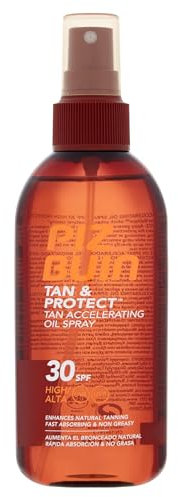 Piz Buin Tan & Protect Protector Solar Acelerador del Bronceado, Aceite en Spray SPF 30, Protección Alta - 150 ml