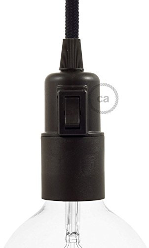 creative cables - Kit portalampada E27 in termoplastica con Interruttore - Nero