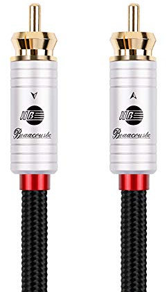 BOAACOUSTIC JIB Câble audio RCA pour caisson de basses de Subwoofer,Cinch RCA Câble Coaxial Numérique 75Ω pour Amplificateur, Home Cinéma, Barre de Son et Subwoofer -1,5 m