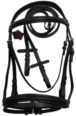 Lussoro Westerntrense aus schwarzem Leder, Beißlos mit Zügeln