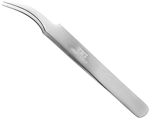Tamiya 74047 HG Pinzette abgewinkelt, Modellbau-Zubehör, Bastelwerkzeuge, hochwertiges Modellbauzubehör, Silber, Small