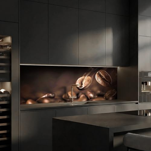 Dedeco köksbakvägg motiv: kaffe V1, 5 mm hårt skum plastplatta PVC som stänkskydd köksvägg väggskydd vattentät, inklusive UV-lack glänsande, alla underlag, 240 x 60 cm