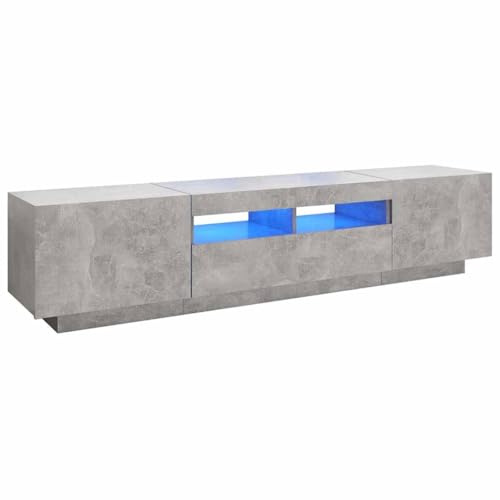 vidaXL TV Cabinet with LED Lights Hifi Stand Entertainment Centre Modern TV Unit Desk Lowboard Bedroom Living Room Furniture Concrete Grey