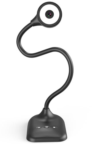 Kitchbai USB Dokumentenkamera, PC Kamera mit LED-Leuchten, Bildumkehrung, Falten, Dual-Mikrofon mit Zoom, Skype, Teams, OBS. Für Windows, macOS, Linux und Chromebook für Fernunterricht, Live-Demo