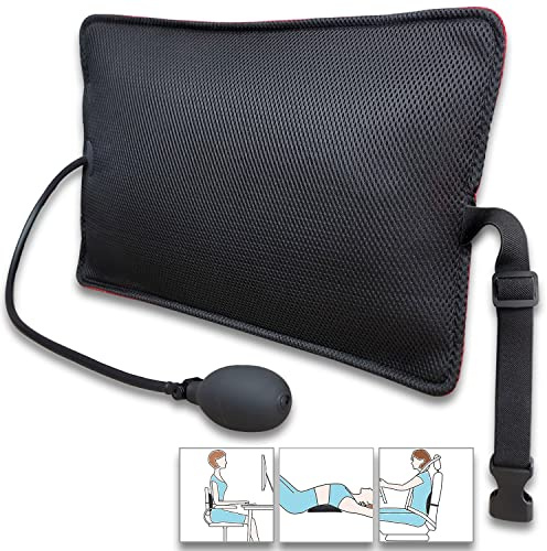 POPIPEN Inflatable Lumbar Support Pillow for Office Chair and Car Seat, Back Support Cushion with Air Pump for Reducing Lower Back Pain