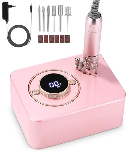 Nagelfräser für Gelnägel 35000 U/Min,Stufenlose Drehzahlregelung, 11 in 1 Elektrische Nagelfräser, Elektrische Nagelfeilen für Gelnägel, Nail Drill Nagelfräser Set, Fräser für gelnägel mit LCD Display