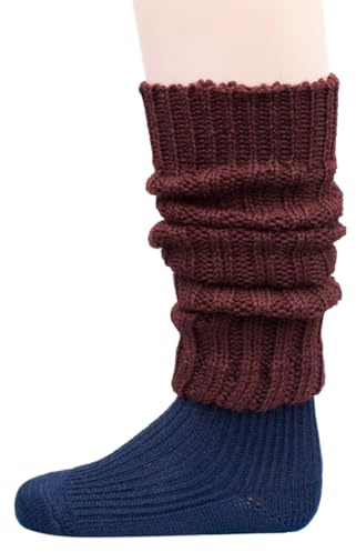 Hjort natur, merino barn benvärmare grovstickad, 100 % ny ull (kbT), Andorra, One size