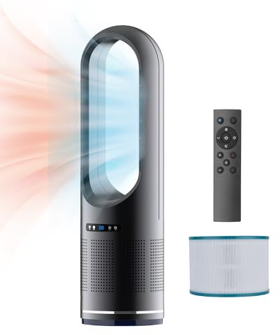 Faryuan 3 IN 1 Tower Fan, 31.5Inch Cooling & Heating Bladeless Fan with HEPA Filter 99.97%, Floor Fan Combo 80° Oscillating with Remote, 8H Timer for Indoor, Bedroom, Home Office Room