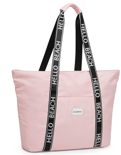 G4Free - Bolso de playa impermeable para mujer, deporte y carreras, color negro, rosa, 54.9 x 14 39.9 cm