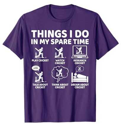 Things I Do in My Spare Time Funny Cricket Lover and Player T-Shirt