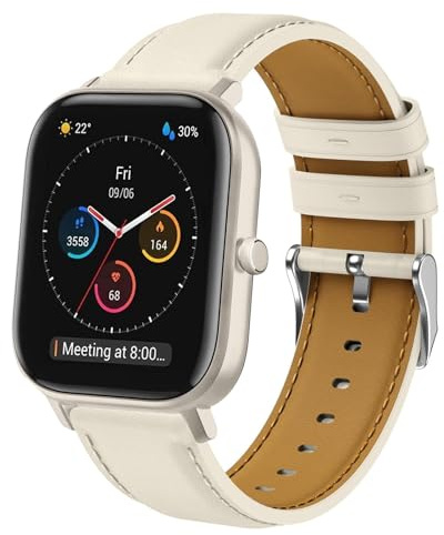 Kompatibel med Amazfit GTS 4 Mini-armband, 20 mm Quick Release läderarmband för Amazfit Active/Active 2, Amazfit GTS, GTS 4, GTS 2 Mini, GTS 2, GTS 3, Amazfit Bip, Bip 3, Bip U, Bip U Pro, GTR Mini