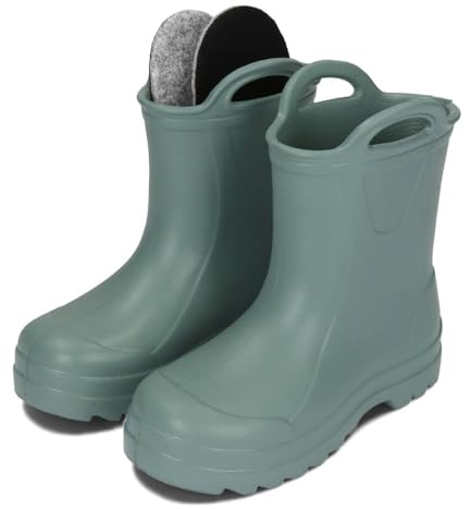 BeKiddy Bottes de Pluie Pour Enfants en EVA Ultralégères et étanches Pour Garçons et Filles (Vert, Système Taille Chaussures EU, Enfant de 2 à 5 ans, Numérique, Moyen, 25)