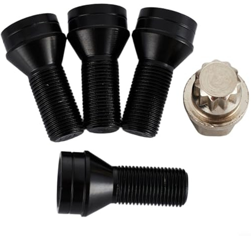 EXTRWORY Juego de 4 pernos y tuercas de rueda para modelos BMW para M14x1.25 pernos de rueda de acero negro ajuste seguro antioxidante mantenimiento del vehículo