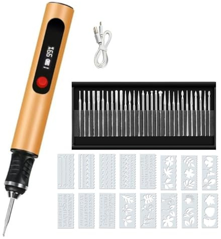 Set di strumenti per incisione elettrica, compatibilità 50+, con 3 velocità regolabili e 30 accessori, penna per intaglio per metallo