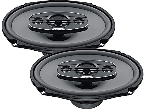 Hertz X 690 – Coppia Altoparlanti Coassiali 4 Vie 6x9, 340W Picco, 4 Ohm, Cono in Carta Pressata Idrorepellente, Tweeter e Supertweeter in PEI, Griglie Incluse