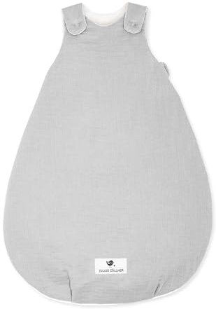 Julius Zöllner Babyschlafsack gefüttert Musselin 2,5 TOG Gr. 56/62 | 100% Baumwollmusselin | Oeko-TEX Standard 100 | grau