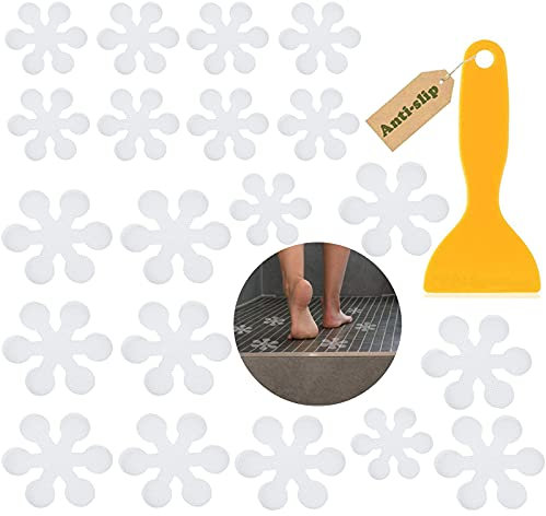 20 Pièces Bandes Antidérapants pour Salle de Bain, Autocollants Antidérapants, Bande Anti-dérapant de Douche Transparente, pour Sall de Bain,Baignoires,marches d’escalier, Piscine d’Enfants- Fleurs