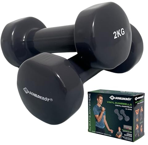 Schildkröt Vinyl Hantel Set, 2 x 2,0 kg, Anthrazit, in 4-Farb Karton, 960206