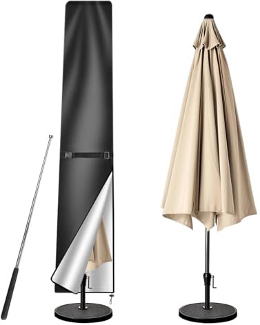 wiipara Sonnenschirm Schutzhülle mit Stab, Sonnenschirm Abdeckung 2 bis 3 M Groß Schirmhülle, Wetterfeste, UV-Beständiges, Schneesicher Oxford Sonnenschirmhülle (190x30/50cm)