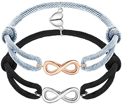 Lwkeay Partner Geschenke Infinity Pärchen Armbänd Magnet - Unendlichkeit Herz Magnet Armband Pärchen verstellbar - Tolles Partnerarmbänder für Paare Valentinstag Weihnachtsgeschenke