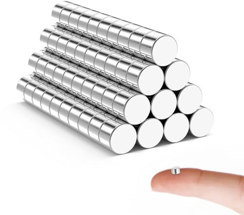 KOBOKO 100 Stycken Neodym-Magneter, 3 x 2 mm Minimagneter, Starka Magneter för Pyssel, Whiteboard, Anslagstavla, Magnettavla, Band och Mycket Mer