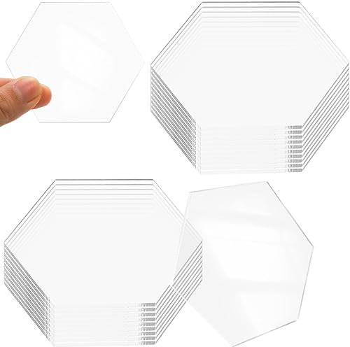 Acrylglas Platte Plexiglas Platten 3mm Plexiglasscheibe Plexiglass Hexagon Acryl Glas Platten 20 Stück Akrylplatten Tischkarten Blanko Platzkarten Acrylplatten Transparent für DIY Bildrahmen Gemälde