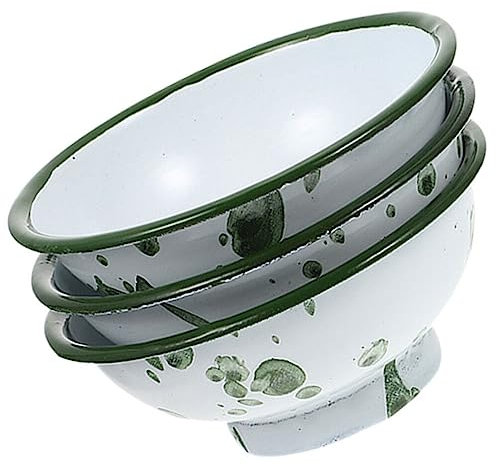 Healvian Lot de 3 bols en émail - 10 cm - Rétro - Fleurs glacées - Bol à céréales - Bol à salade - Bol à glace