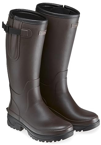 Caldene Westfield II Wellingtons - Waterproof Neoprene Lined Natural Rubber Outdoor Boots – Adjustable Gusset – Unisex Fit- Brown - 10