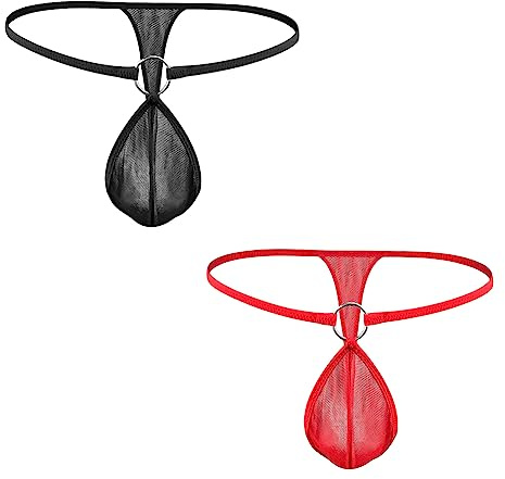 IBLUELOVER Mens Sexy G-String Thong Cosplay Low Waist Panties Mens T-back Underwear Breathable Mankini Swimwear Pouch Thong Bikini Brief Hollow Out Briefs for Boyfriend Husband